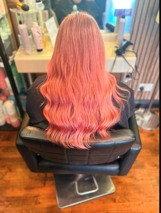 Coral colour transformation at Vogue Hair Studio
