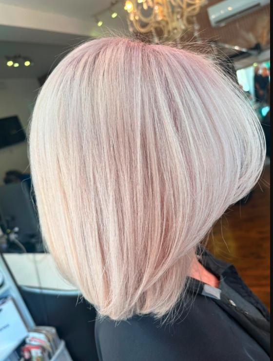 Pale pink bob at Vogue Hair Studio